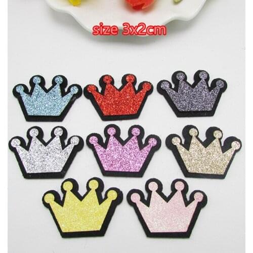 50 pcs/pack 3x2cm Sparkle Patch Padded Felt Crown shape garment hat bag shoe appliques decoration DIY hair clip accessory