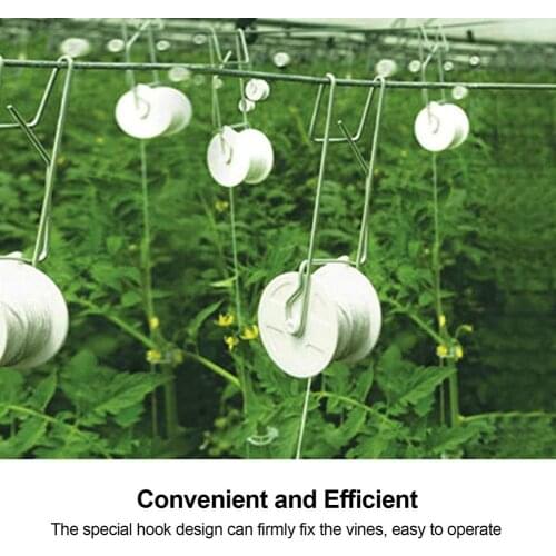 6pcs Garden Farms Tomato Hooks Trellis Rollerhook Vegetable Planting Support Twine Roller Spool Greenhouse Garden Supplies