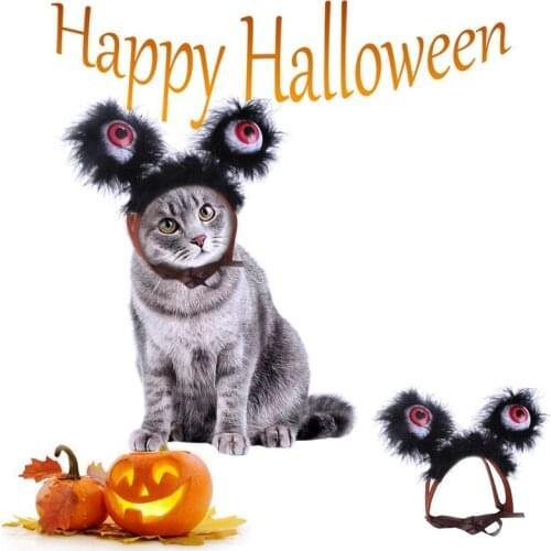 Pet Halloween Costume Accessories Big Eye Doll Luminous Headdress Cat Dog Decorative Hat (Button Battery Inside)