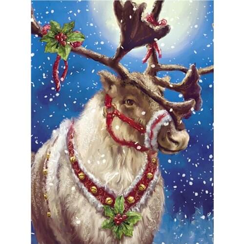 5D DIY Diamond Painting Full Circle Diamond Embroidery Animal "Christmas deer" Cross Stitch Painting