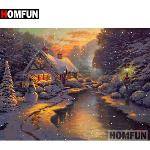 HOMFUN Full Square/Round Drill 5D DIY Diamond Painting "Snow scene" Embroidery Cross Stitch 5D Home Decor Gift A16383