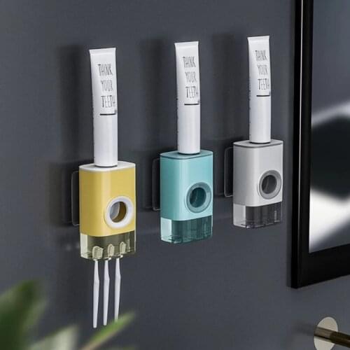 New Automatic Toothpaste Dispenser Wall Mount Toothbrush Holder Lazy Toothpaste Squeezer for Toilet Home Bathroom Accessories