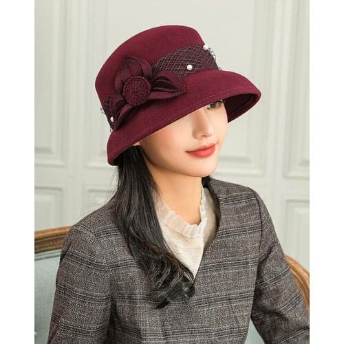 High-End Beret Womens Autumn and Winter Hat Season Warm Wool Felt Hat Top Hats