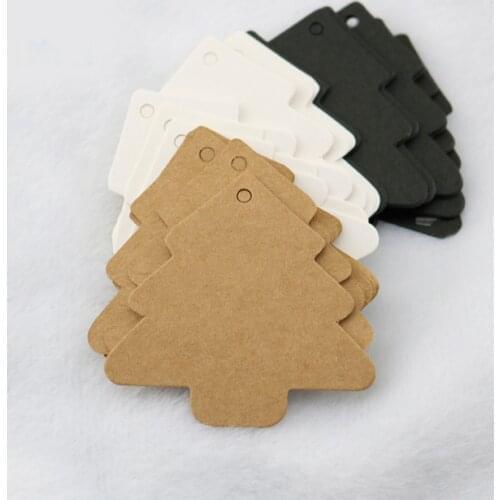 100Pcs Christmas Tree Kraft Paper Tags For Gift Hang Tag With Tree For Handwork Swing Tag For Jewelry Wish Card Hand Made Label