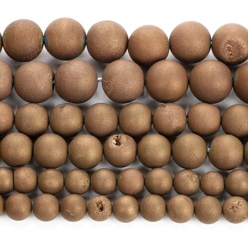Natural Stone Brown Plated Smile Agates Charm Round Loose Beads For Jewelry Making For Necklace Bracelets 6 8 10 12 MM