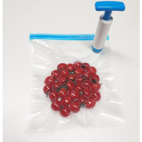Household BPA Free10pcs Embossed Air Valued Sous Vide Bags and One Plastic Hand Pump