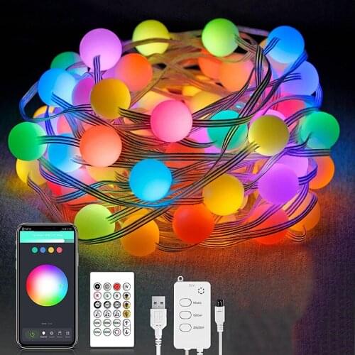 5/10M Smart APP Control Christmas Tree String Light Smart Wifi Bluetooth RGB Fairy String Light Garland for Wedding Party Decor