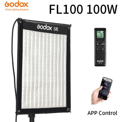 Godox FL100 100W Flexible LED Video Light Rollable Cloth Lamp with Controller + Remote Control + X-shape Support and Phone APP