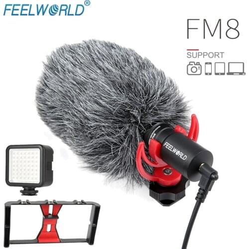 FEELWORLD FM8 Microphone Cardioid Shotgun Microfone for iPhone Android Smartphone Canon Nikon DSLR Camera Mic VS Boya By MM1
