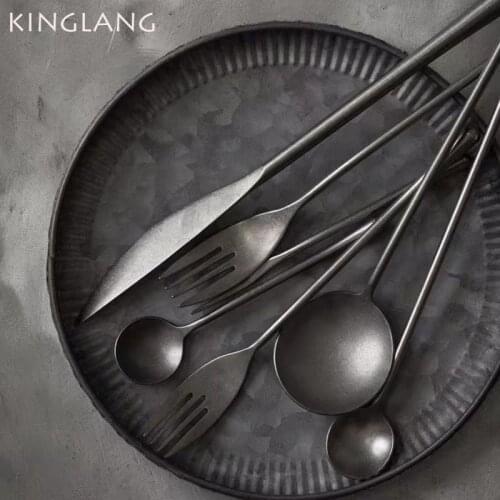 KINGLANG 4pcs/Set Sliver Vintage NEW Flatware 304 Stainless Steel Dinner Spoon Western Food Fork Hotel Supplies Wholesale