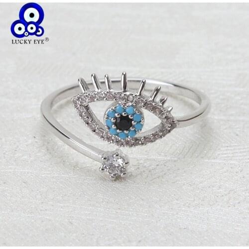 Lucky Eye Evil Eye Open Rings Copper Micro Pave Cubic Zircon Ring Jewelry Adjustable Women Ring Gifts Jewelry EY3472