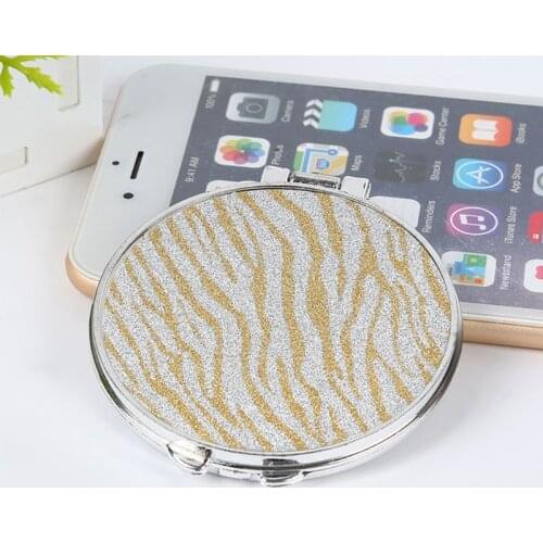 Round Glitter Mini Pocket Mirror Makeup Compact Foldable Double Dual Side Random D0UE