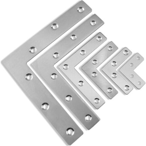 L Shape Flat Brace Stainless Steel Flat Corner Angle Bracket Plates Repair - Pack of 30
