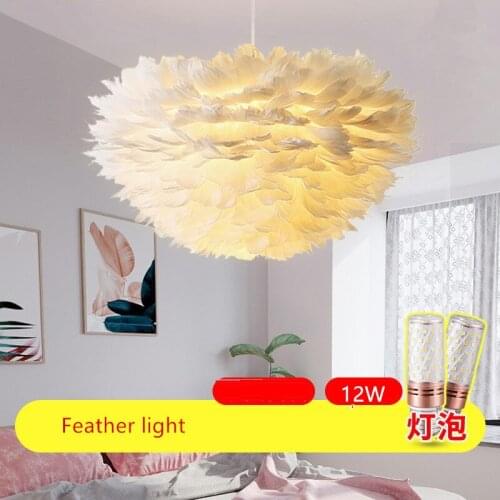 Personality Net Red Feather Light LED Light Bedroom Pendant Lamp Decoration Pendant Light Clothing Store Living Room Lamp