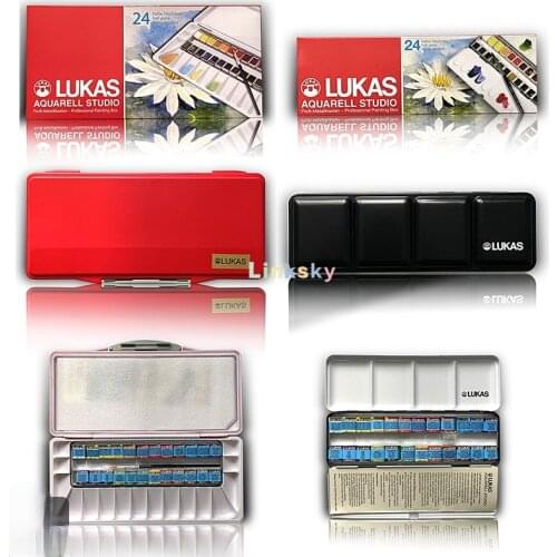 LUKAS Aquarell Studio Watercolor Paint Set, 24 colors half-pans ,Professional High Pigment Concentrated Soild Watercolor Paint
