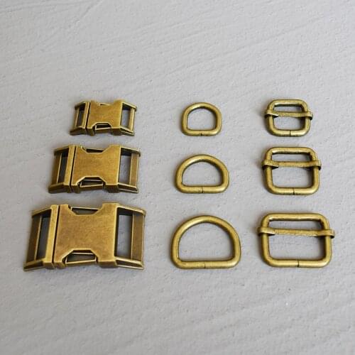 1 Set 15mm/20mm/25mm/30mm Metal Belt Straps Adjust Slider Side Release Buckle D Ring DIY Accessory For Pet Dog Collar Harness