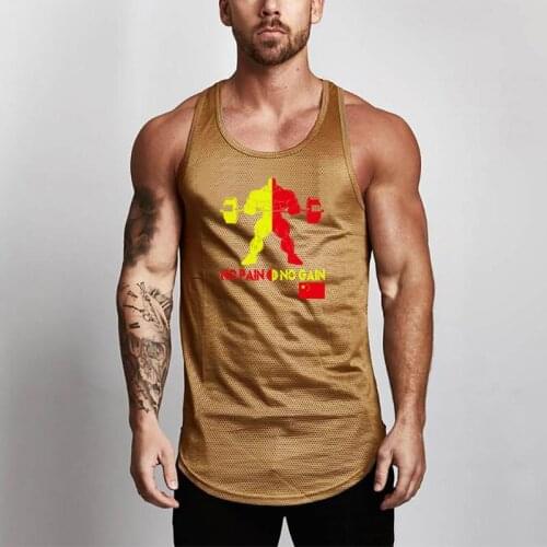 Fashion Mesh Mens Tank Top Gym Sports Vest Stringer Undershirt Fitness Brand Workout Casual Singlets Sleeveless Bodybuilding