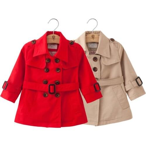 Fashion classic kids trench jacket coat belt solid trench jacket for 1-6years children boys girls cool outerwear clothing