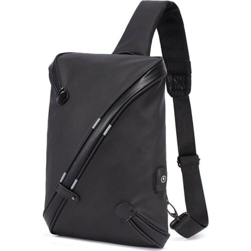 6PCS / LOT Men Chest Bag for Business Single Shoulder Bag USB Charging Portable Outdoor Riding Cross Body Pack Messenger Bags