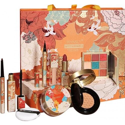 Women Makeup Sets Gift Box Concealer Lipstick Eyeshadow Cushion Cream Eyebrow Pencil Eyeliner Mascara 8pc/Set Make Up Cosmetics