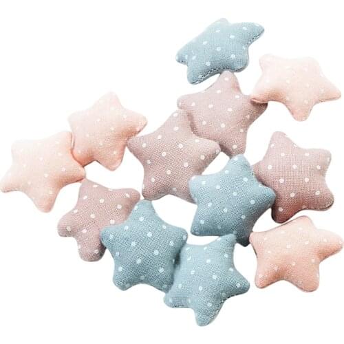 12 Pieces Kawaii Padded Fabric Star Patches Applique For Clothes Sewing DIY Girls Hair Accessories Hair Ties Craft Decoration