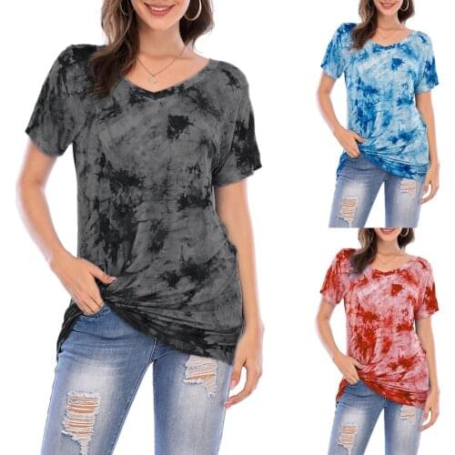 2020 Spring And Autumn New Womens European And American Printing And Dyeing Comfortable Short-sleeved T-shirt