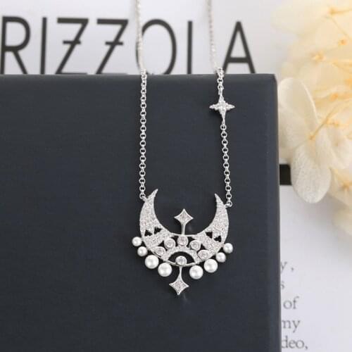 New Pearl Star Moon Necklaces Luxury Chains Dream Pearls Crystal Statement Necklace Gifts For Women Zk30