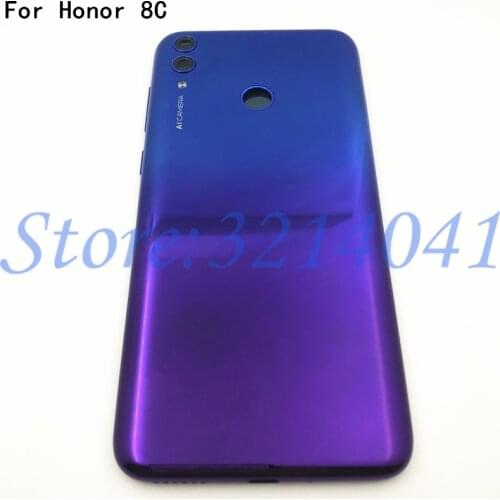 Original New 6.26" For Huawei Honor 8C Back Battery Cover Case+Power Side Buttons+Glass Lens+Flash+Logo