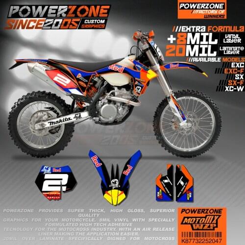 PowerZone Custom Team Graphics Backgrounds Decals 3M Stickers Kit For KTM SX SXF MX EXC XCW Enduro 125cc to 500cc 2011-2016 047