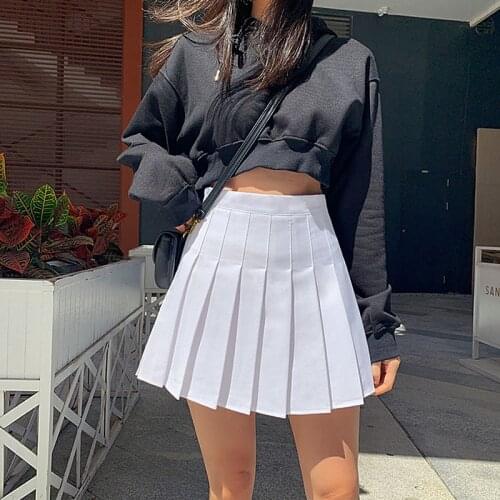 Casual White Mini Pleated Skirts Shorts 2021 Summer High Waisted Short Skirt Korean Preppy Style Summer Dance Skirt
