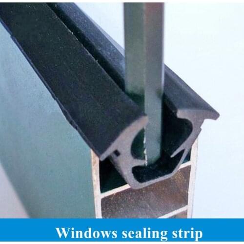 1M Rubber window sealing strip door weather stripping soundproof waterproof tape for sliding window slot 5mm glass fixing clamp