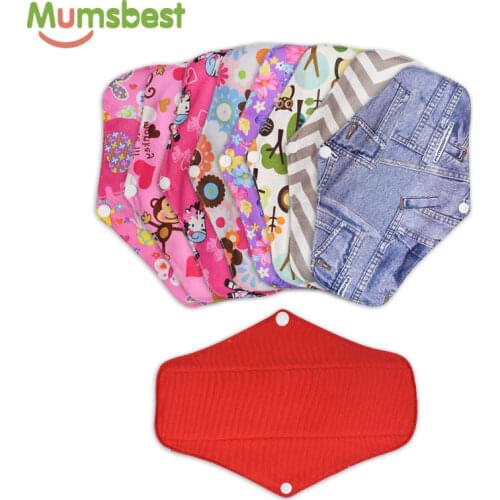 [Mumsbest] 10PCS Cloth Maternity Pads Reusable Pure Cotton Print Color M Size Menstrual Towel Washable Reusable Sanitary Towels