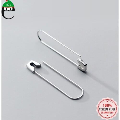 ElfoPlataSi 100% 925 Sterling Silver Hoop Earrings Pin Style Jewelry Gift Earrings For Office Lady Women Party Gift DS700