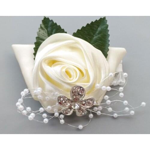 6piece/lot Wedding decoration mariage rose Wrist Corsages Hand Flower silk Lace Artificial Brides Bridesmaid boutonniere 0677Y