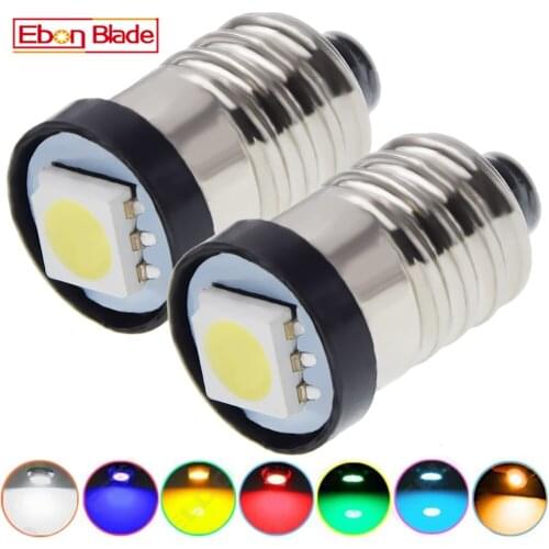 2Pcs E10 Screw LED Bulb 3V DC Warning Signal Lamp Warm White Red Yellow Green Ice Blue Light For Torch Flashlight Bike Bicycle