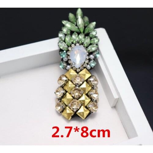 Rhinestone Beaded Pineapple Patch for Clothing Sewing on Beading Applique Jackets Shoes Bags Apparel DIY Decoration Patches