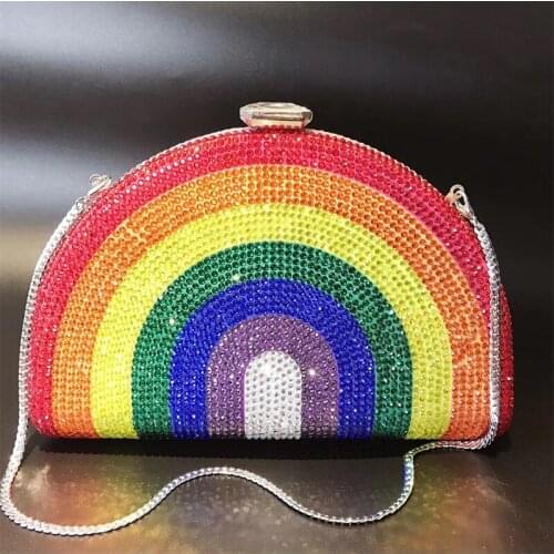 XIYUAN Rainbow Color Crystal Evening Clutch Bag Diamond Wedding Purse Fashion Women’s Party Mini Prom Purses And Handbags