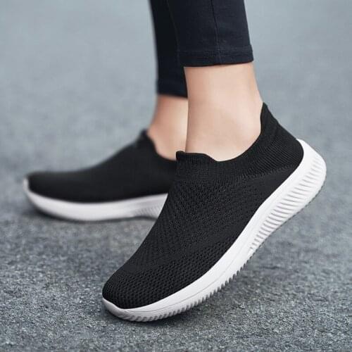 Women Vulcanized Shoes High Quality Women Sneakers Slip On Flats Shoes Women Loafers Plus Size 42 Walking Flat