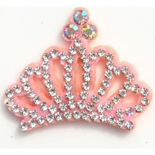 10Pcs Padded Rhinestone Pink Crown Sunflower Bow Rabbit Bear Applique for DIY Clothes Hat Headwear Hair Clips Decor Patches