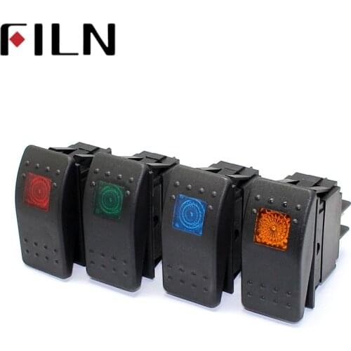 12V 20A Car Marine Boat Off Road LED Light on off Button Toggle Rocker Switch Dash 4pin Waterproof 12V LED Blue Red Yellow Green