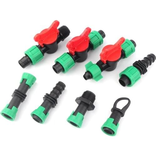 2pcs 16mm Drip Tape Connectors Drip Irrigation System 16PE Irrigation Water Pipe Hose Connector Valve Garden Water Connectors