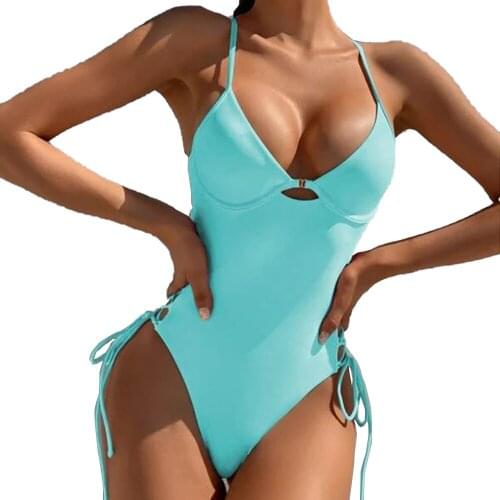 2021 Sexy Hollow Out Swimwear Women One Shoulder Swimsuit Female Monokini Solid Bathing Suit Summer Holiday One Piece Suit