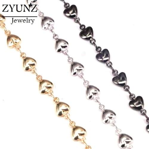3 Meters, Metal Polished Smooth Heart Beads Rosary Chains Link Chain Accessories Fit for Jewelry Making DIY Supplies