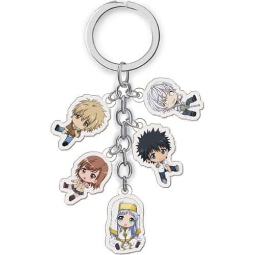 5PCS/Set Anime Collection Key Buckle Toaru Majutsu no Index Acrylic Keychain Comic Figure Transparent Pendants Key Ring