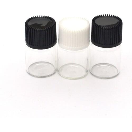 500pcs 2ml Clear Glass Bottle with Orifice Reducer Essential Oil Mini Bottles Clear Perfume Vials