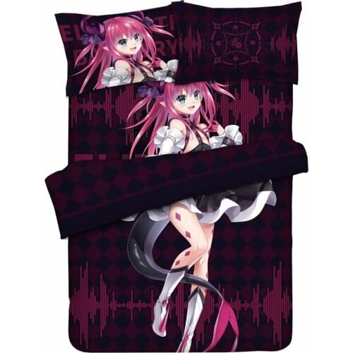 Anime JK Fate FGO Game Elizabeth Bathory Cartoon Girl Bed In A Bag 4PCS Bed Flat Sheet Devet Cover Pillow Case Bedding Set