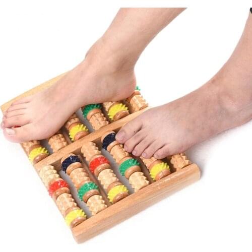 Colorful Shiatsu Massager Wooden Roller Foot Massage Reflexology For Stress Relief Foot Care Apparatus Home Fitness Feet Care