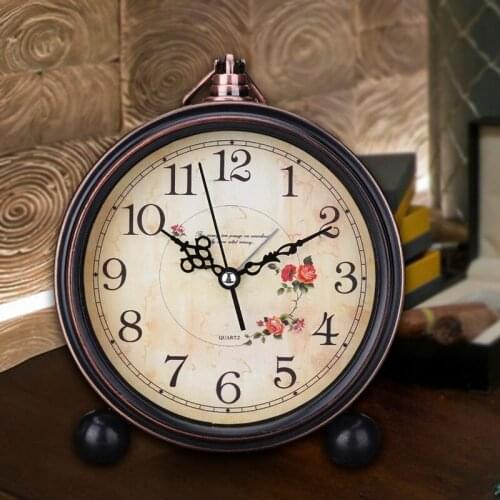 European Style Vintage Table Clock Classic Luxury Classic Shabby Chic Table Watch Vintage Kitchen Reloj De Home Decor QAB50TZ