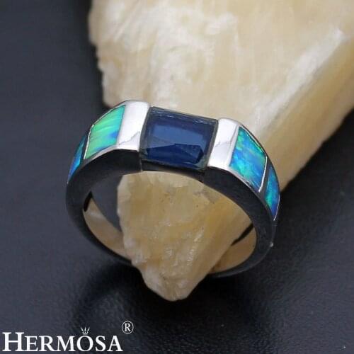 Hermosa Graceful Precious Stone Jewelry Mystic Fire Australian Opal Ring Size 7 DF76 Perfect Christmas Gift