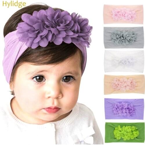 Hylidge Mixed Colors Girl Bows for Hair Girls Headbands Toddler Infant Flower Hair Hand Turban Solid Headwear Head Band
